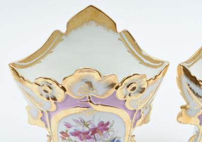 Pair of Old Paris Porcelain Decorative Pieces Vases 