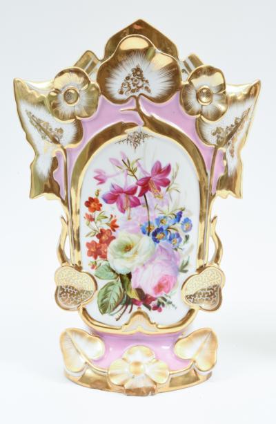 Pair of Old Paris Porcelain Decorative Pieces Vases 