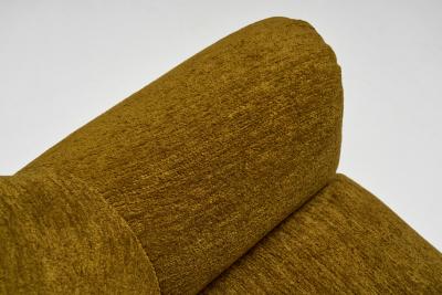 Pair of Olive Green Lounge Chairs with Angled Legs Czechoslovakia ca 1970s