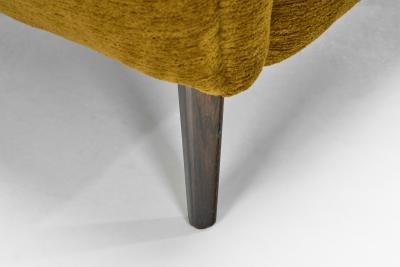 Pair of Olive Green Lounge Chairs with Angled Legs Czechoslovakia ca 1970s