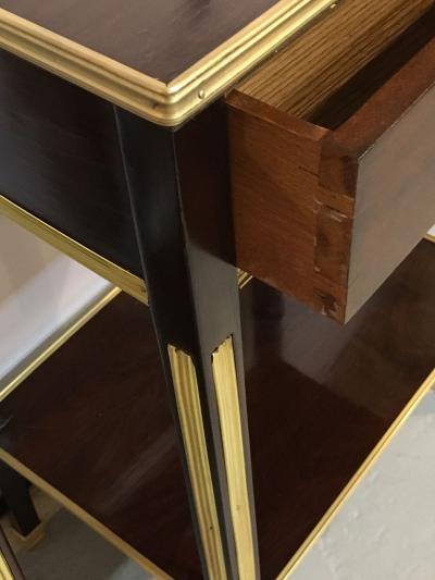 Pair of One Drawer Neoclassical Style Bronze Mounted Mahogany End Side Tables