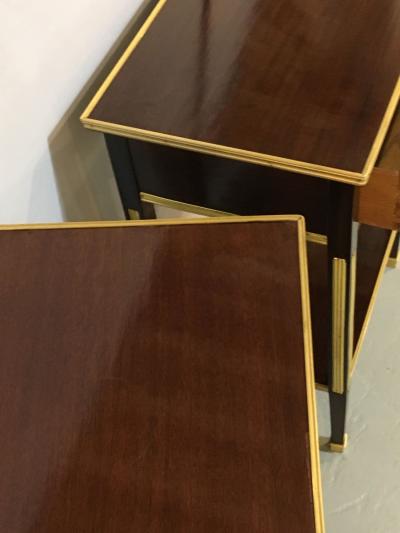 Pair of One Drawer Neoclassical Style Bronze Mounted Mahogany End Side Tables