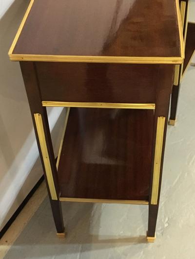 Pair of One Drawer Neoclassical Style Bronze Mounted Mahogany End Side Tables