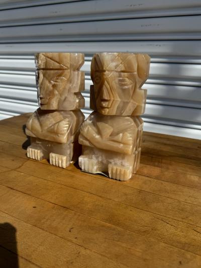 Pair of Onyx Aztec Bookends