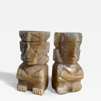 Pair of Onyx Aztec Bookends