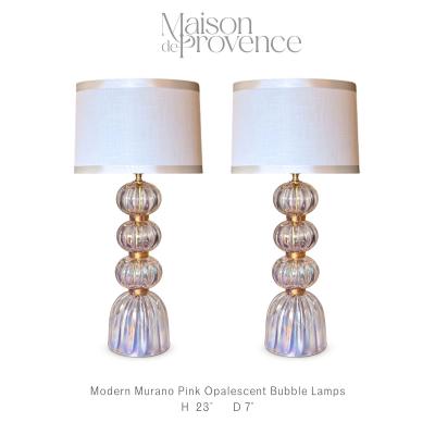 Pair of Opalescent Bubble Lamps artisan made Murano Italy