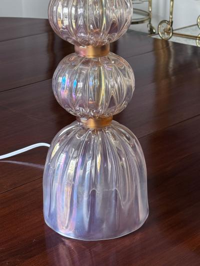 Pair of Opalescent Bubble Lamps artisan made Murano Italy