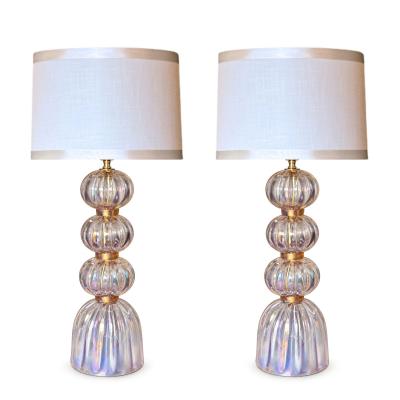 Pair of Opalescent Bubble Lamps artisan made Murano Italy