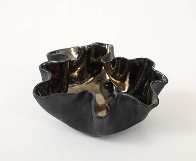 Pair of Organic Shaped Ceramic Bowls in Platinum Made By Aram C 
