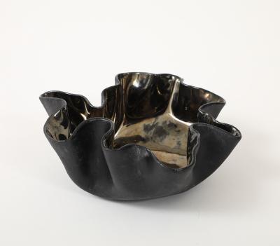 Pair of Organic Shaped Ceramic Bowls in Platinum Made By Aram C 