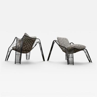 Pair of Organic shaped Iron Armchairs with Boucl Upholstery Brazil 1950s