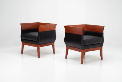 Pair of Orlando Diaz Azcuy Chalice Chairs 1985c 