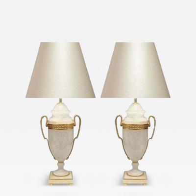 Pair of Ormolu Mount Rock Crystal Lamps
