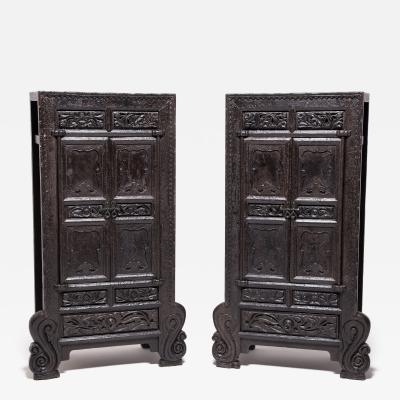 Pair of Ornate Cabinets with Cabriole Legs