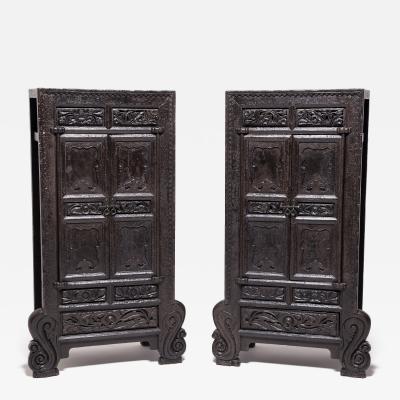 Pair of Ornate Cabinets with Cabriole Legs