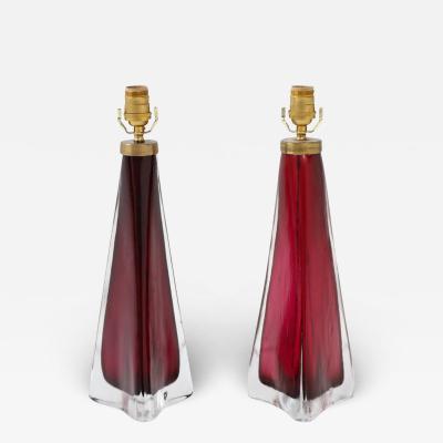 Pair of Orrefors Crystal Lamps