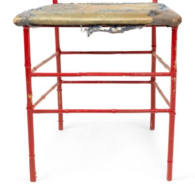Pair of Outdoor Painted Iron Side Chairs