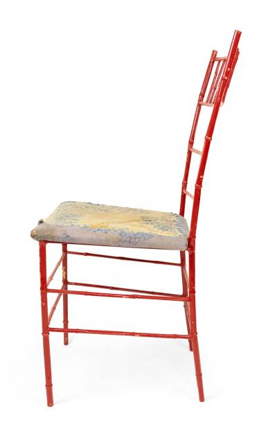 Pair of Outdoor Painted Iron Side Chairs