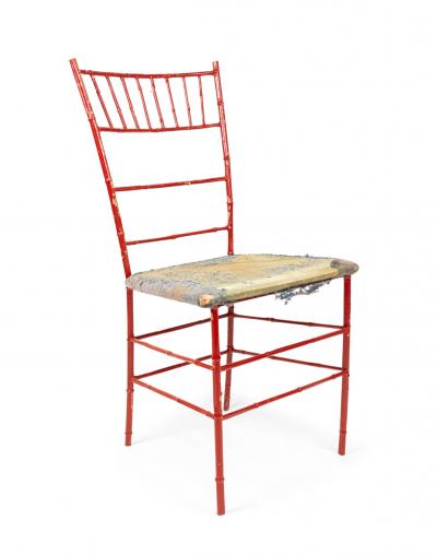 Pair of Outdoor Painted Iron Side Chairs