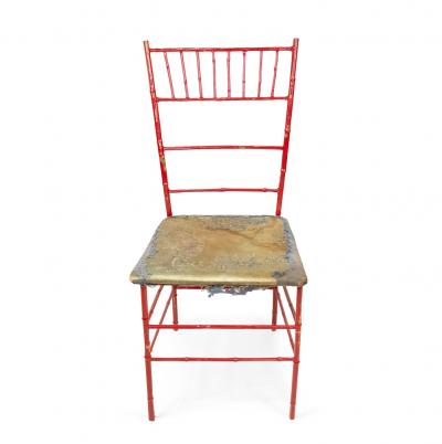 Pair of Outdoor Painted Iron Side Chairs