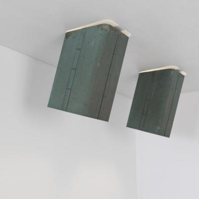 Pair of Outdoor Patinated Copper Ceiling Wall Lamps Finland 1950s