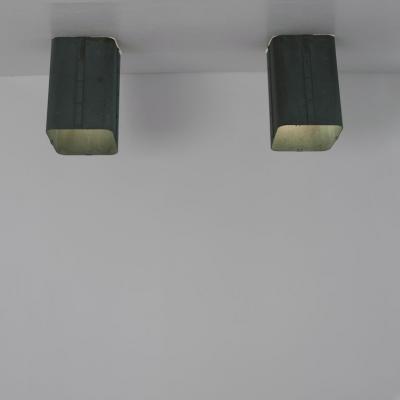Pair of Outdoor Patinated Copper Ceiling Wall Lamps Finland 1950s
