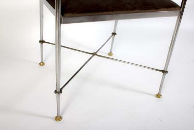 Pair of Outstanding Italian Steel and Brass Armchairs 1970s