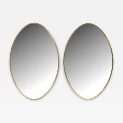 Pair of Oval Brass Mirrors