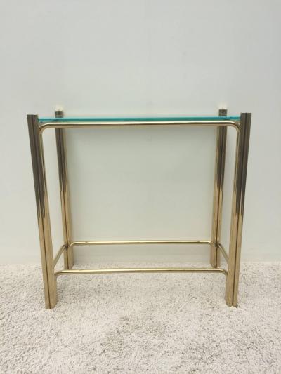 Pair of Pace Solid Brass Glass Top Consoles or Sofa Tables