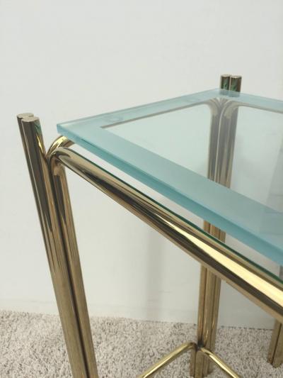 Pair of Pace Solid Brass Glass Top Consoles or Sofa Tables