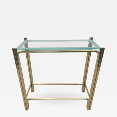 Pair of Pace Solid Brass Glass Top Consoles or Sofa Tables
