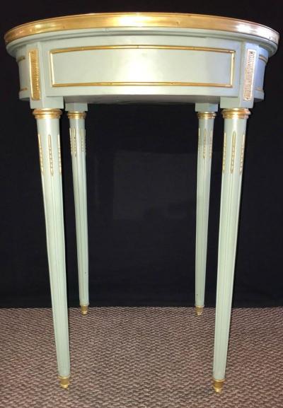 Pair of Paint Decorated Jansen Style Louis XVI End Side or Bouilliotte Tables