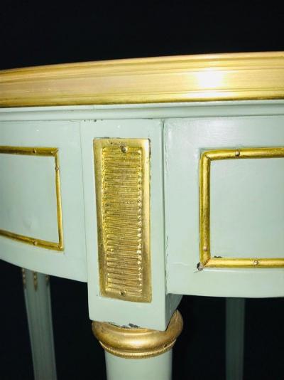 Pair of Paint Decorated Jansen Style Louis XVI End Side or Bouilliotte Tables