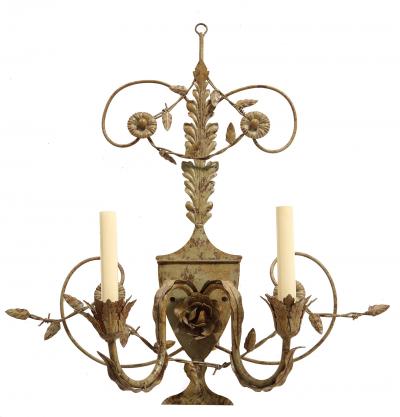Pair of Painted Tole 2 Light Sconces