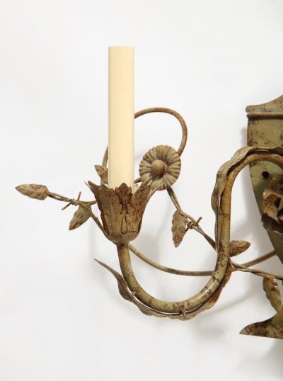 Pair of Painted Tole 2 Light Sconces