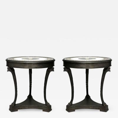 Pair of Pair French Empire Gueridon Marble Top Eagle Tables