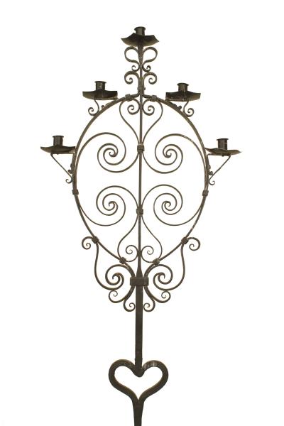 Pair of Pair Italian Renaissance Style Wrought Iron Floor Torchieres