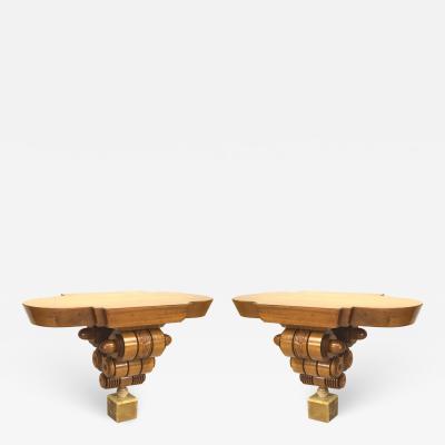 Pair of Pair of Art Deco Maple Onyx Console Table