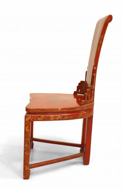 Pair of Pair of Asian Chinese 19th Cent Red Gilt Side Chairs