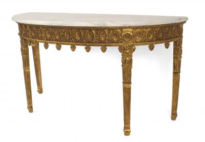 Pair of Pair of English Adam Gilt Demilune Console Table