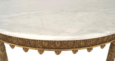 Pair of Pair of English Adam Gilt Demilune Console Table