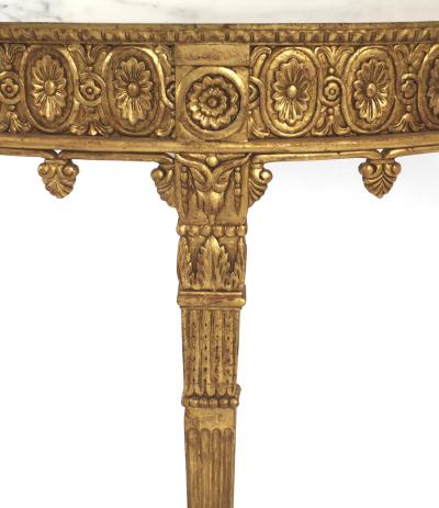 Pair of Pair of English Adam Gilt Demilune Console Table