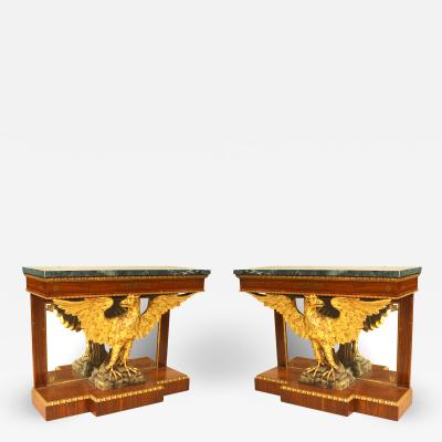 Pair of Pair of English Regency Brass and Rosewood Console Table