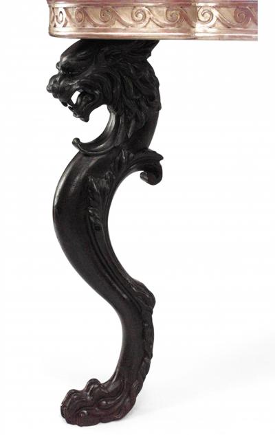 Pair of Pair of English Regency Lion Leg Console Table