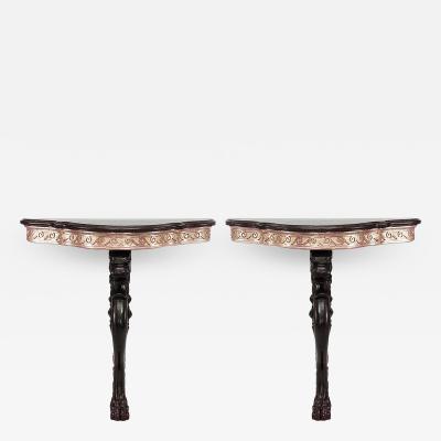 Pair of Pair of English Regency Lion Leg Console Table
