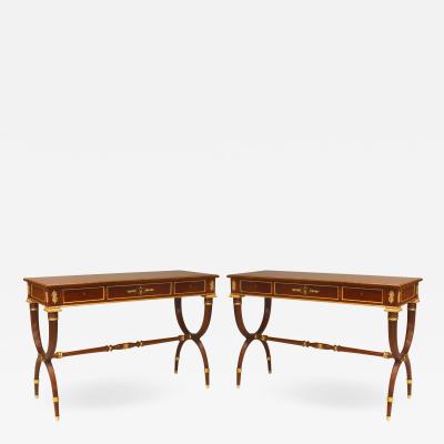 Pair of Pair of English Regency Mahogany Console Tables