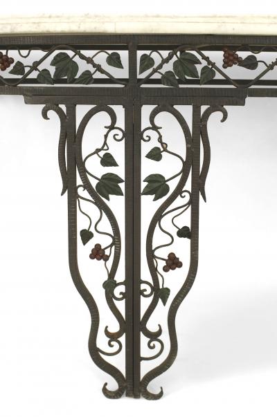Pair of Pair of French Art Moderne Iron and Marble Console Table