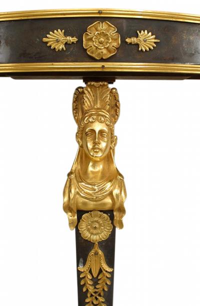 Pair of Pair of French Empire Bronze Dore and Marble Console Table