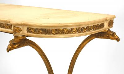 Pair of Pair of French Louis XVI Style Bronze Dore Marble Top Console Table