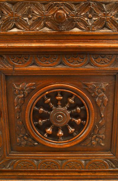 Pair of Pair of French Provincial Brittany Style Oak and Marble Bedside Commodes